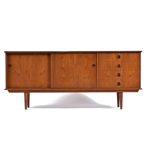 Danish teak credenza with sliding doors