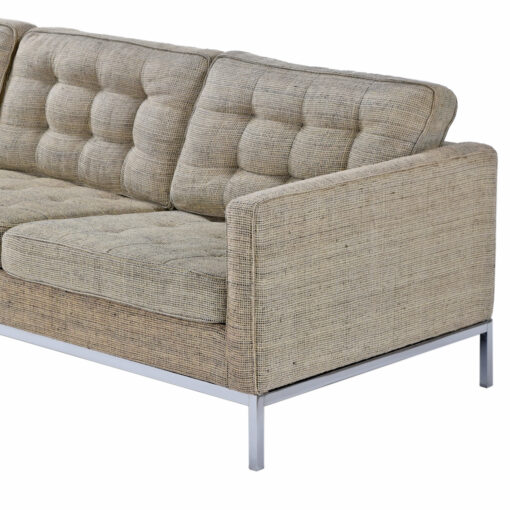 Florence Knoll chrome and gray sofa