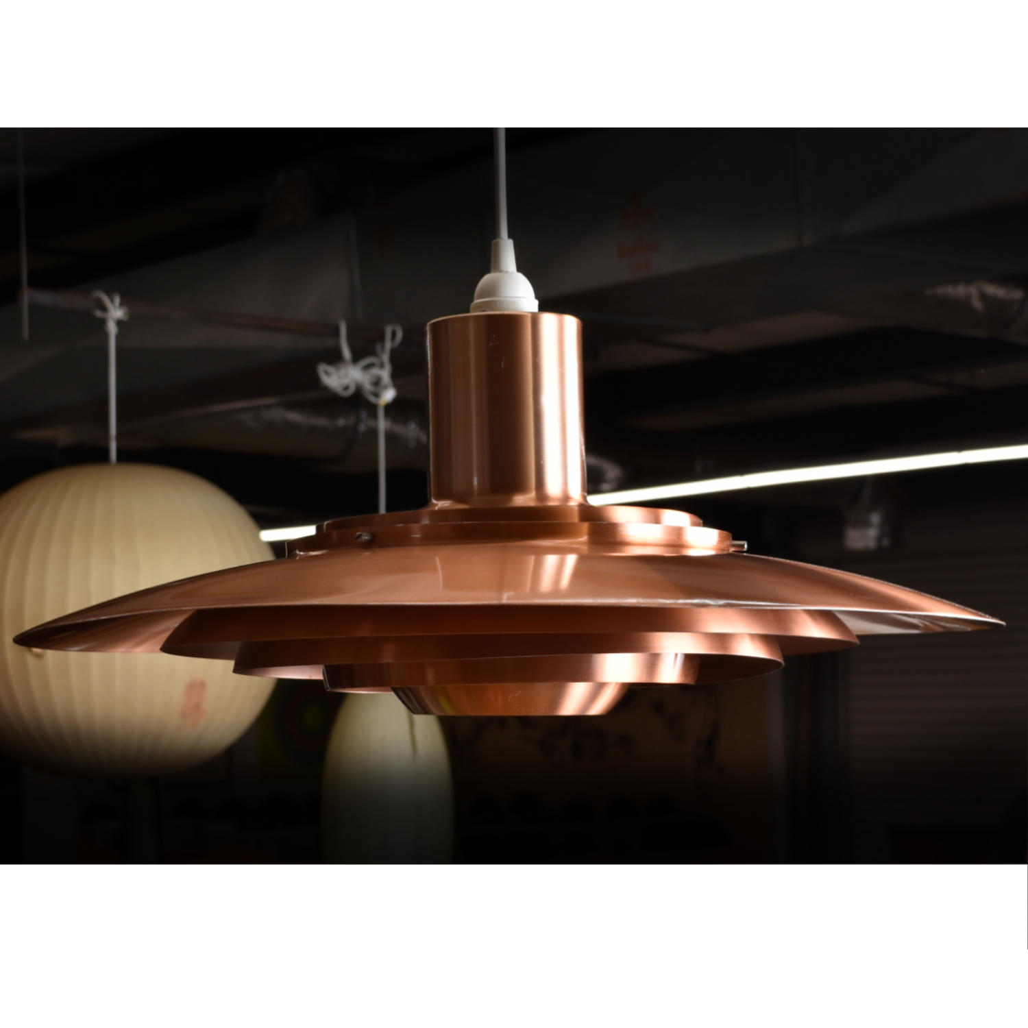 Preben Fabricius & Tiered Copper Danish Ceiling Pendant