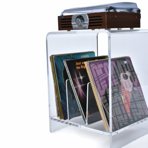 Use this clear acrylic side table to store records or files
