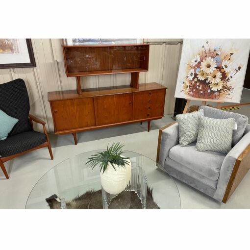 Two-piece Mid-Century Modern Danish teak china cabinet