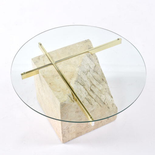 Post Modern tessellated stone round side table