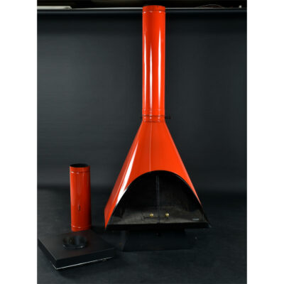 Red Majestic Mid-Century Modern fireplace