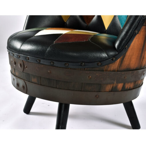 Binding on whiskey barrel chair