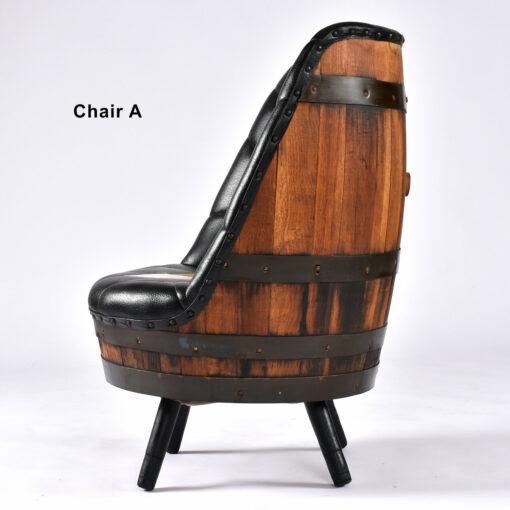 Profile view Mid-Century Modern whiskey barrel chair