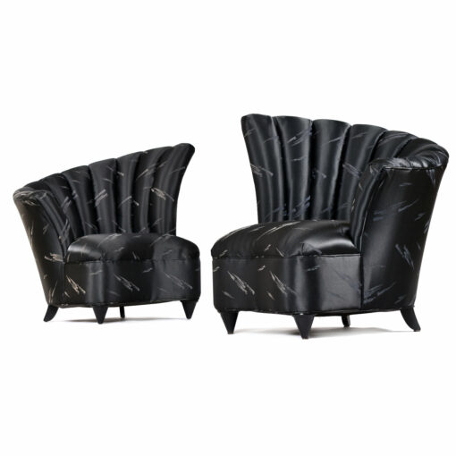 Pair of fan back 1980s slipper chairs