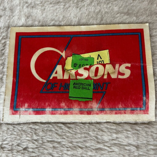 Carson's fuzzy curved vintage 1970s sofa