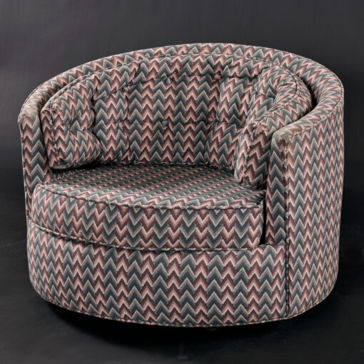 Vintage tub chairs with quilted barrel back pillow