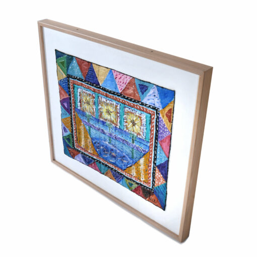 Framed painted textile art