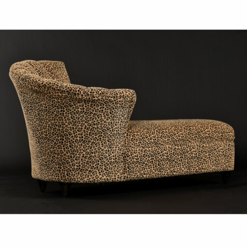 Back view Channel back leopard chaise lounge