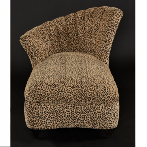 Kagan style fan back chaise lounge with leopard print