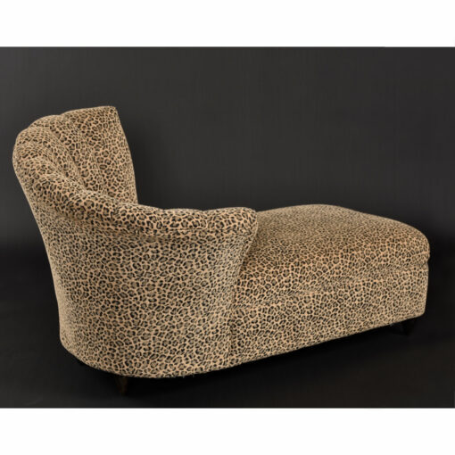 Leopard print barrel back chaise lounge with channel tuft