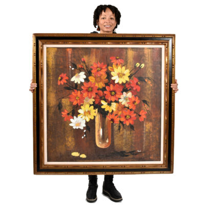 Mid-Century Modern floral still life painting