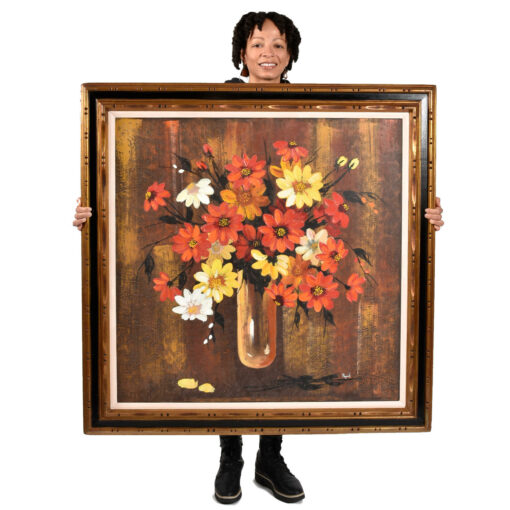 Mid-Century Modern floral still life painting