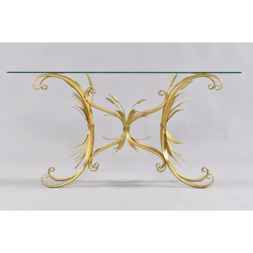 Vintage gold wheat sheaf tole console table