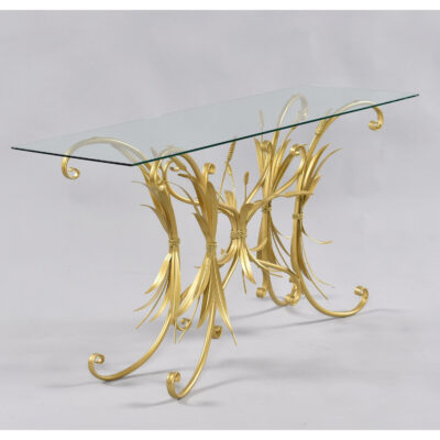 Gold wheat sheaf tole console table