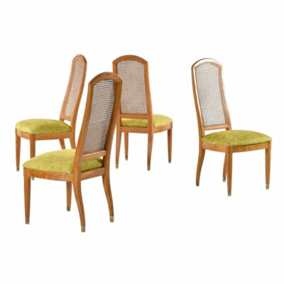 Group of four vintage Henredon burl dining chairs