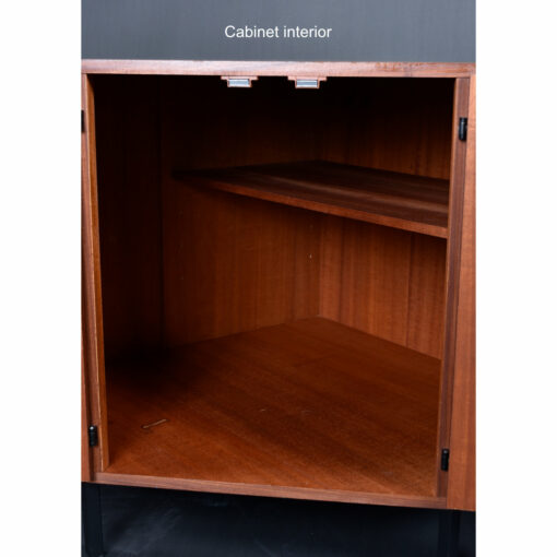 Interior of Mid-Century Modern corner media cabinet
