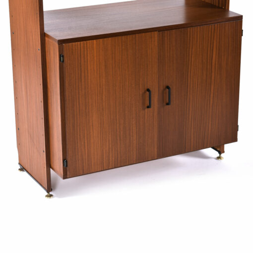 Exotic wood storage cabinet on Mid-Century Modern hutch