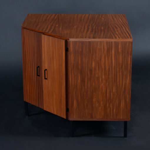 mid-century modern corner record cabinet