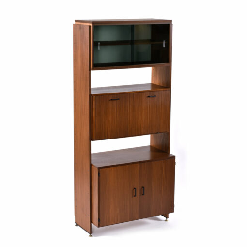 Danish bookcase with display case and secretary bar cabinet