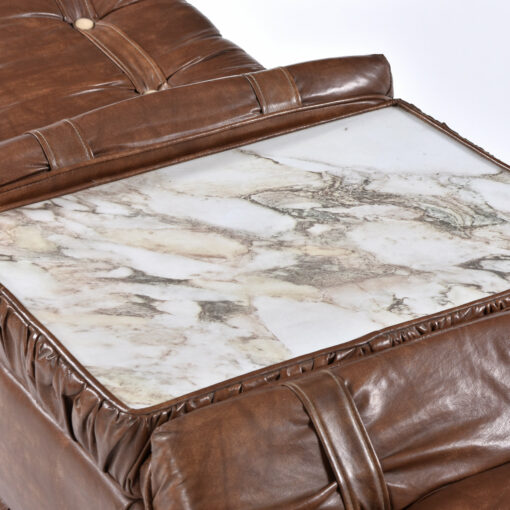 Faux marble table top on vintage 1970s mid century modern bench