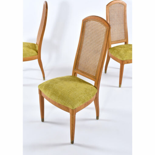New chartreuse green seats on vintage Henredon dining chairs