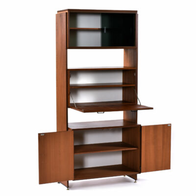 Danish bookcase with display case and drop-down cabinet