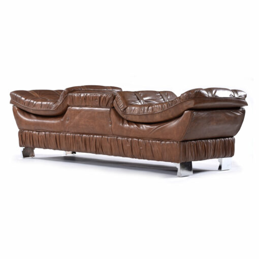 Brown vintage 1970s tufted bench