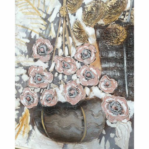 Blush pink impasto flowers painting by Ferrante