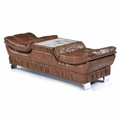 Brown vintage 1970s tufted ottoman