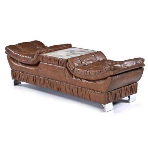 Brown vintage 1970s tufted ottoman