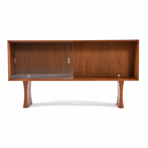 Mid-Century Modern Danish teak display cabinet with sliding glass doors