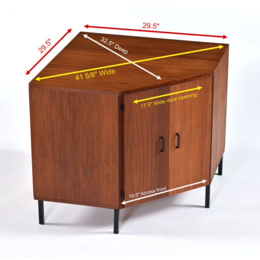 Diagram of dimensions on corner cabinet