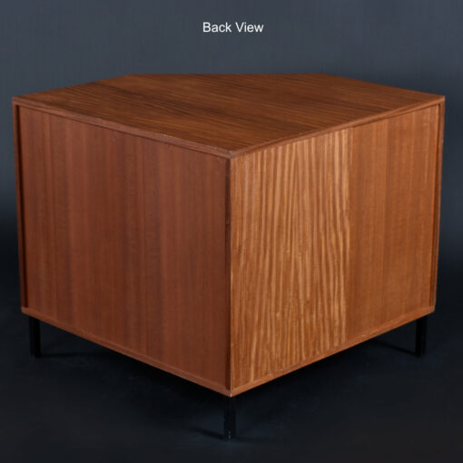 Back view of Mid-Century Modern corner media cabinet