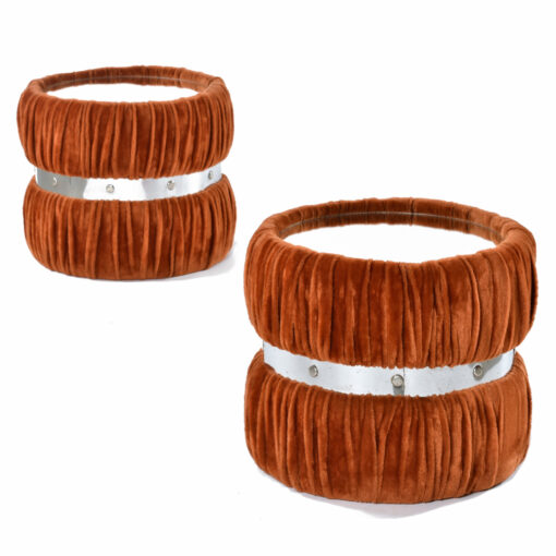 Pair vintage 1970s fuzzy orange end tables