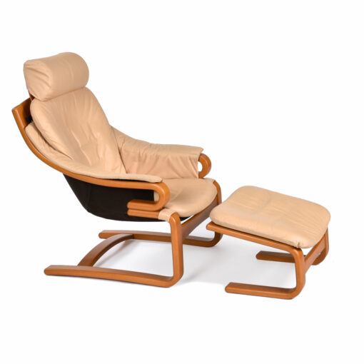 Apollo leather sling chair and ottoman by Skipper Mobler