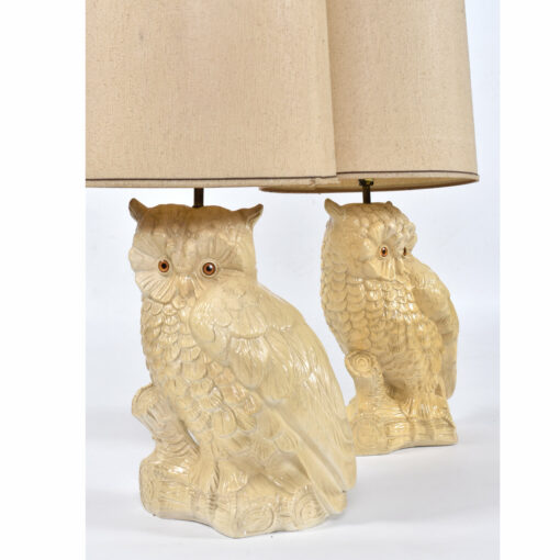 Antique white owl lamps