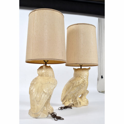 Back of chalkware owl lamps