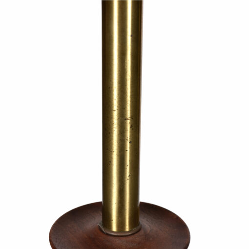 Light wear on brass and wood floor lamp