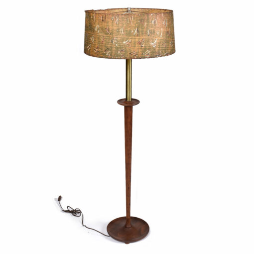 Mid-Century Modern walnut and brass table lamp