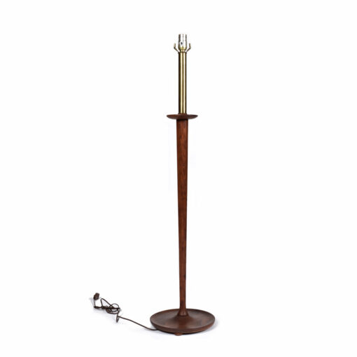 Danish walnut and brass floor lamp