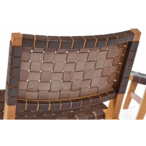Woven leather lounge chairs by De La Espada