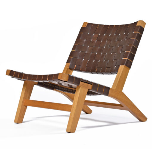 Brown leather woven De La Espada lounge chair