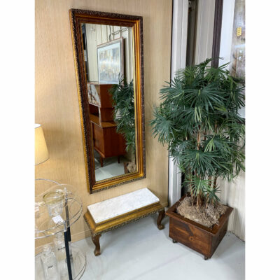 Antique Italian marble console table with gold mirror