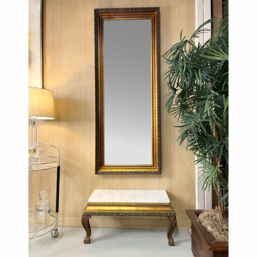 Gilded vintage 1960s mirror and Italian marble console table set