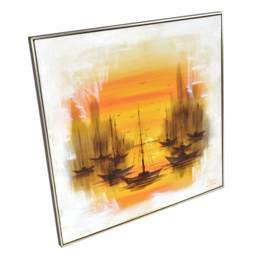 J. Keane Mid-Century Modern sailboat painting