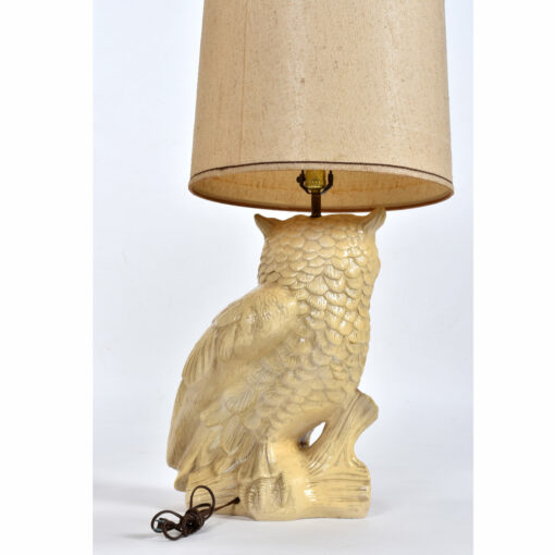 Back view of vintage white owl lamp