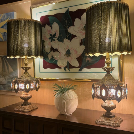 Lighted top and bottom of Loevsky & Loevsky lamps