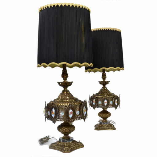 Black sheer pleated vintage lamp shades